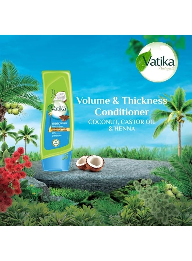 Dabur Vatika Naturals Volume & Thickness Conditioner 400ml | Enriched With Coconut & Castor | Rapid Repair | For Thin & Limp Hair - Image 3